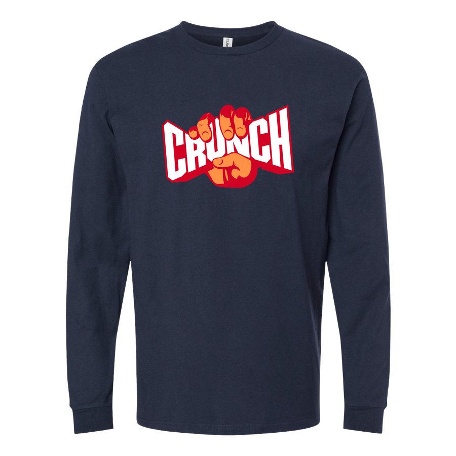Men's Crunch-Fitness-Logo-1024x576 Long sleeves Cotton Blend T-Shirt - Navy