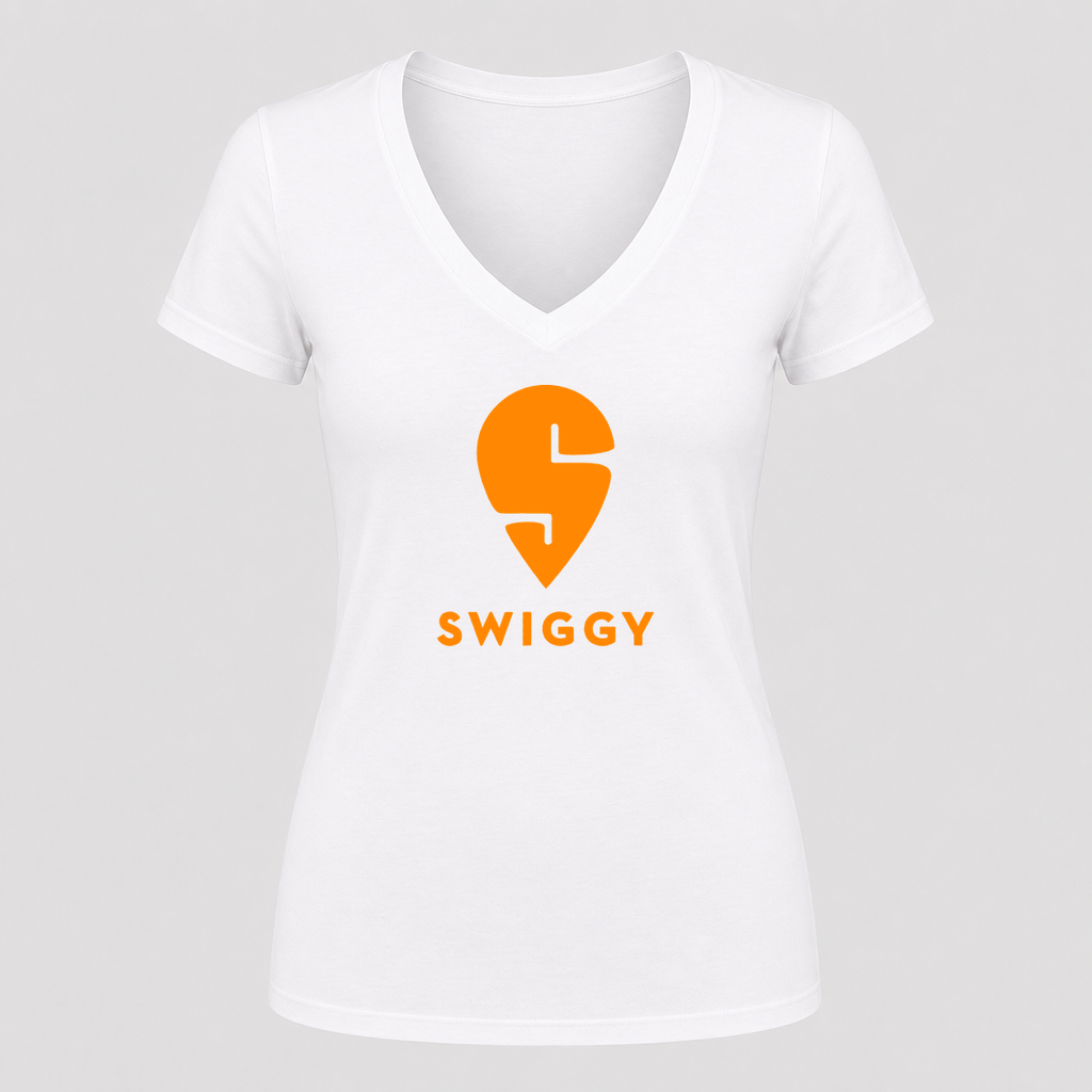 Women's Swiggy V Neck T-Shirt in white