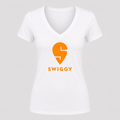 Women's Swiggy V Neck T-Shirt in white