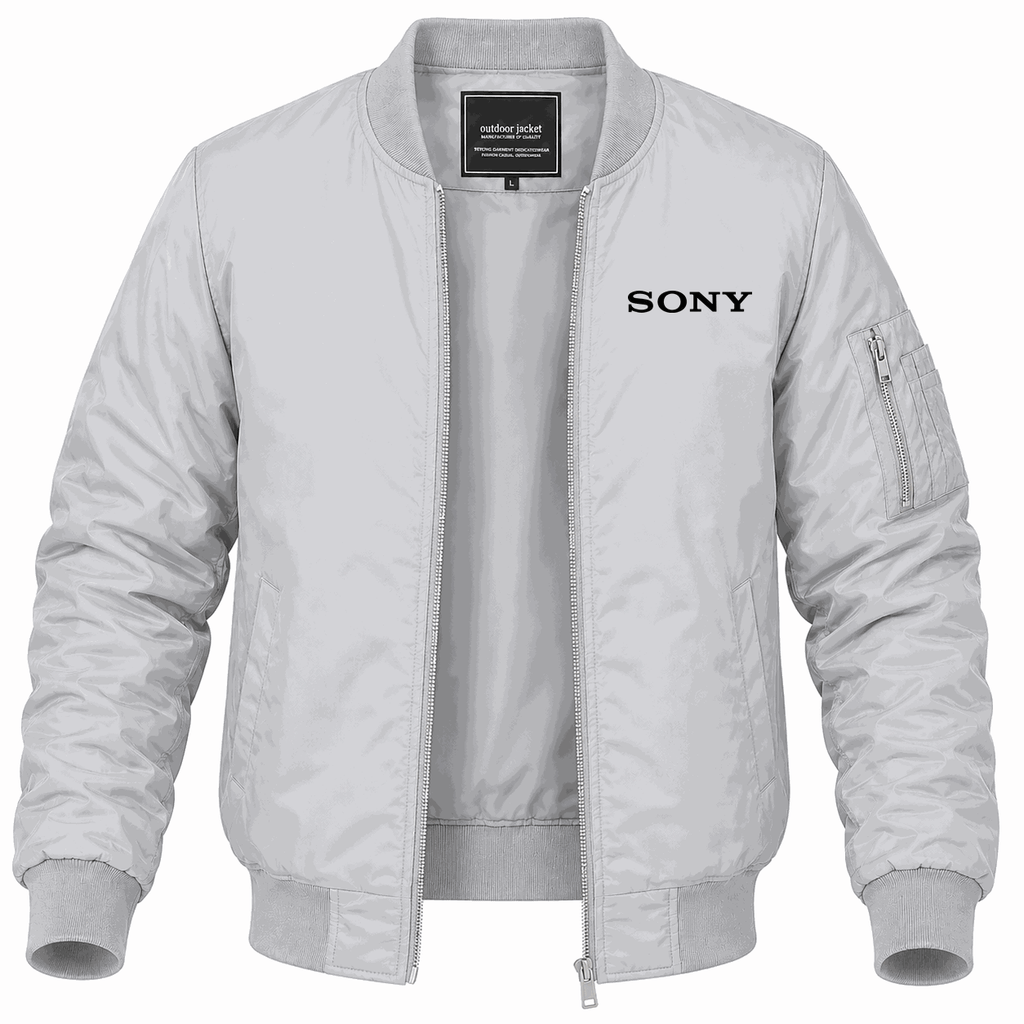 Men's Sony Black Lightweight Bomber Jacket - Gray