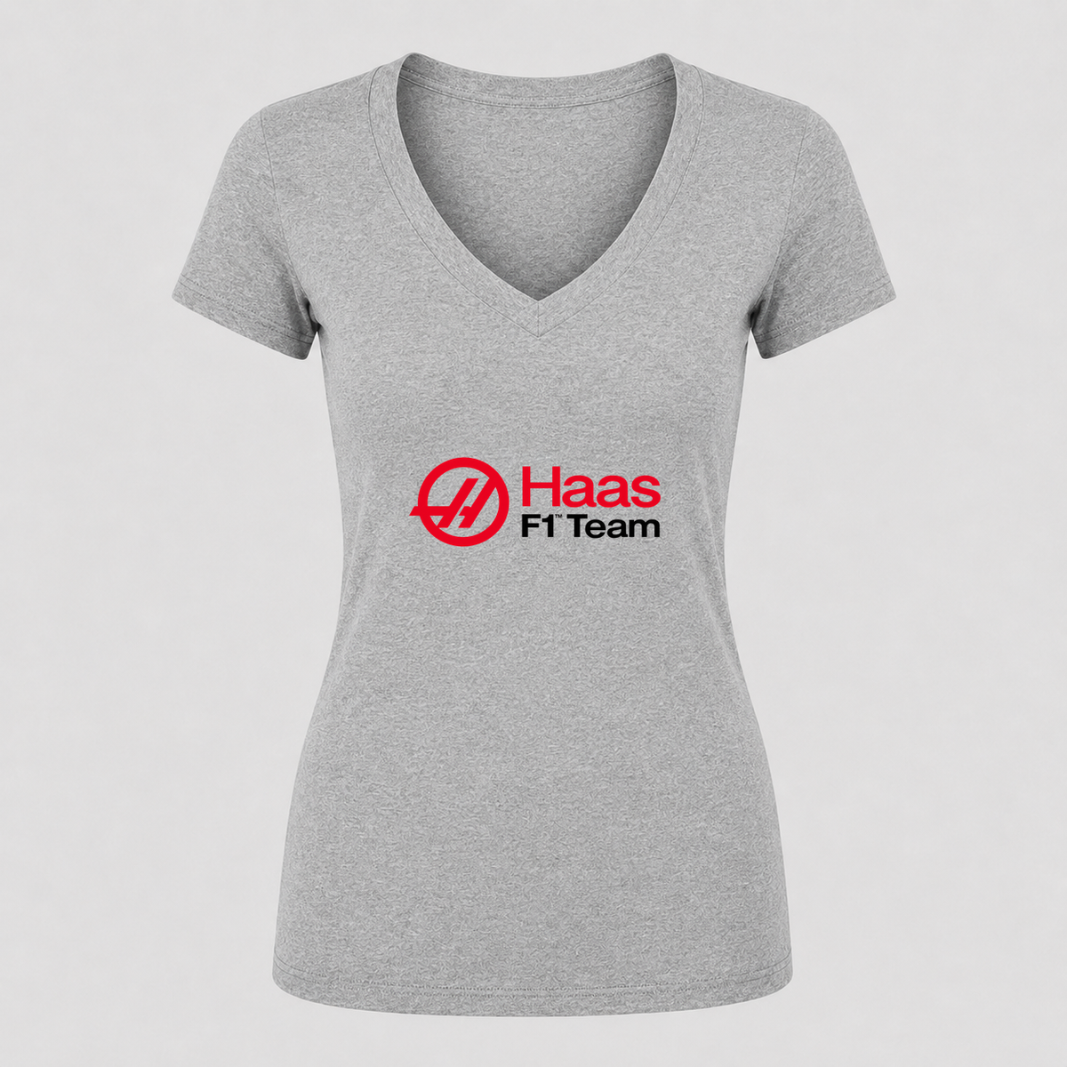 Women's Haas F1 Team V Neck T-Shirt in gray