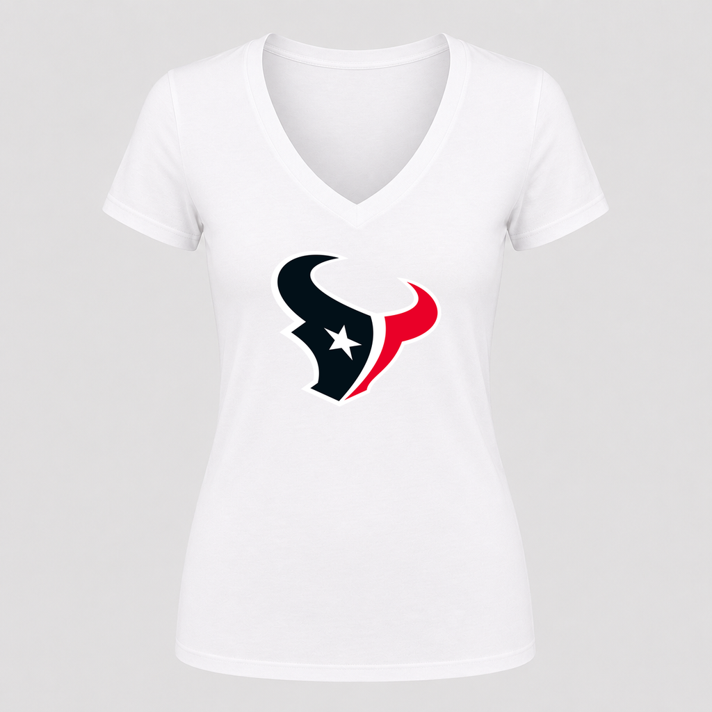 Women's Houston Texans V Neck T-Shirt in white