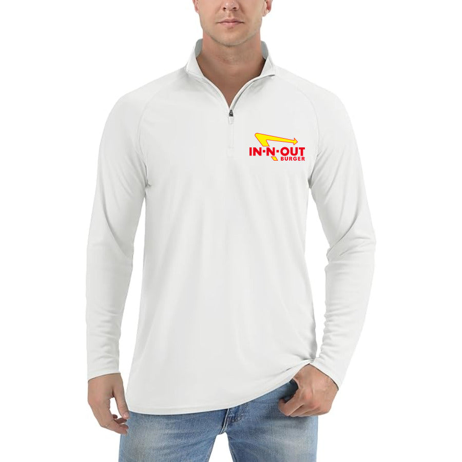 In N Out Burger Logo quarter-zip athletic shirt in White