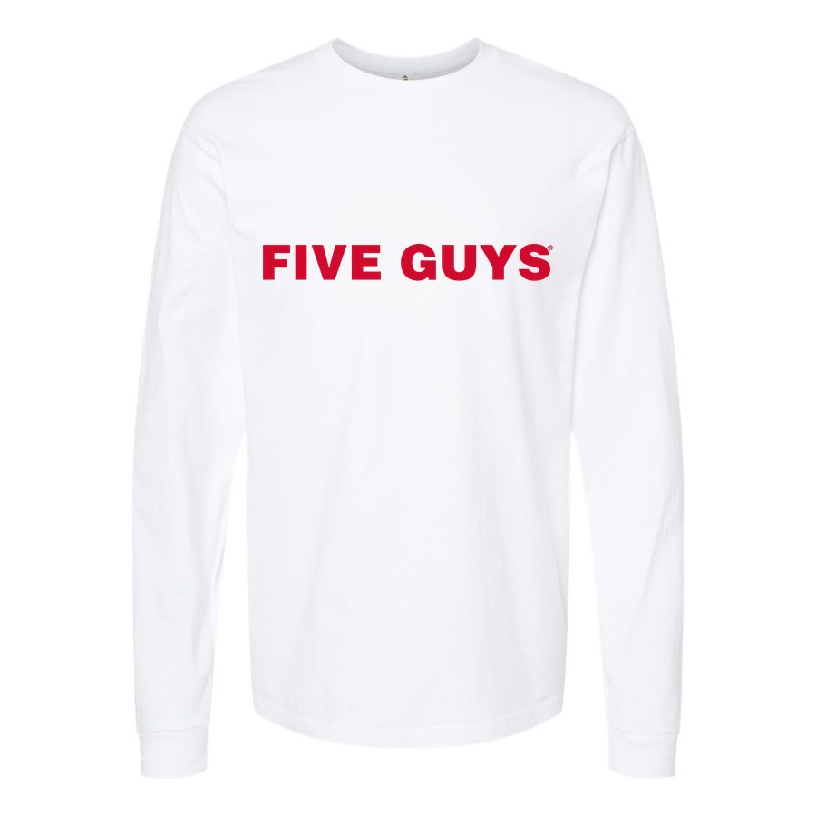 Men's Five guys Long sleeves Cotton Blend T-Shirt - White