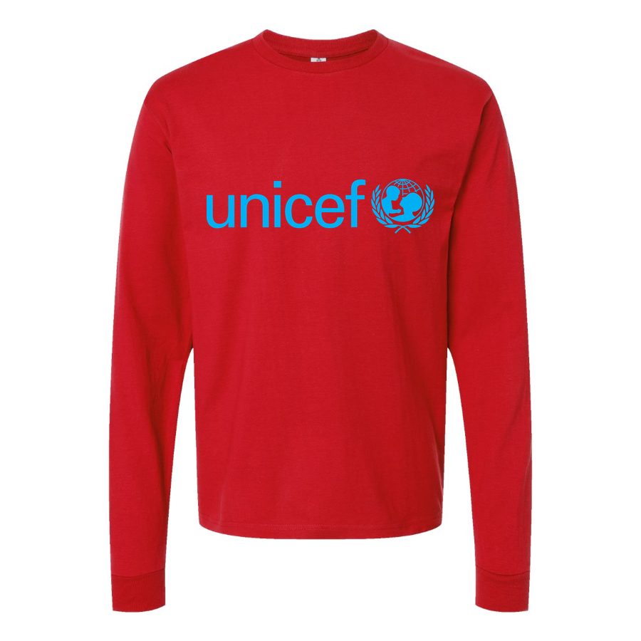Men's UNICEF-logo-1536x864 Long sleeves Cotton Blend T-Shirt - Red
