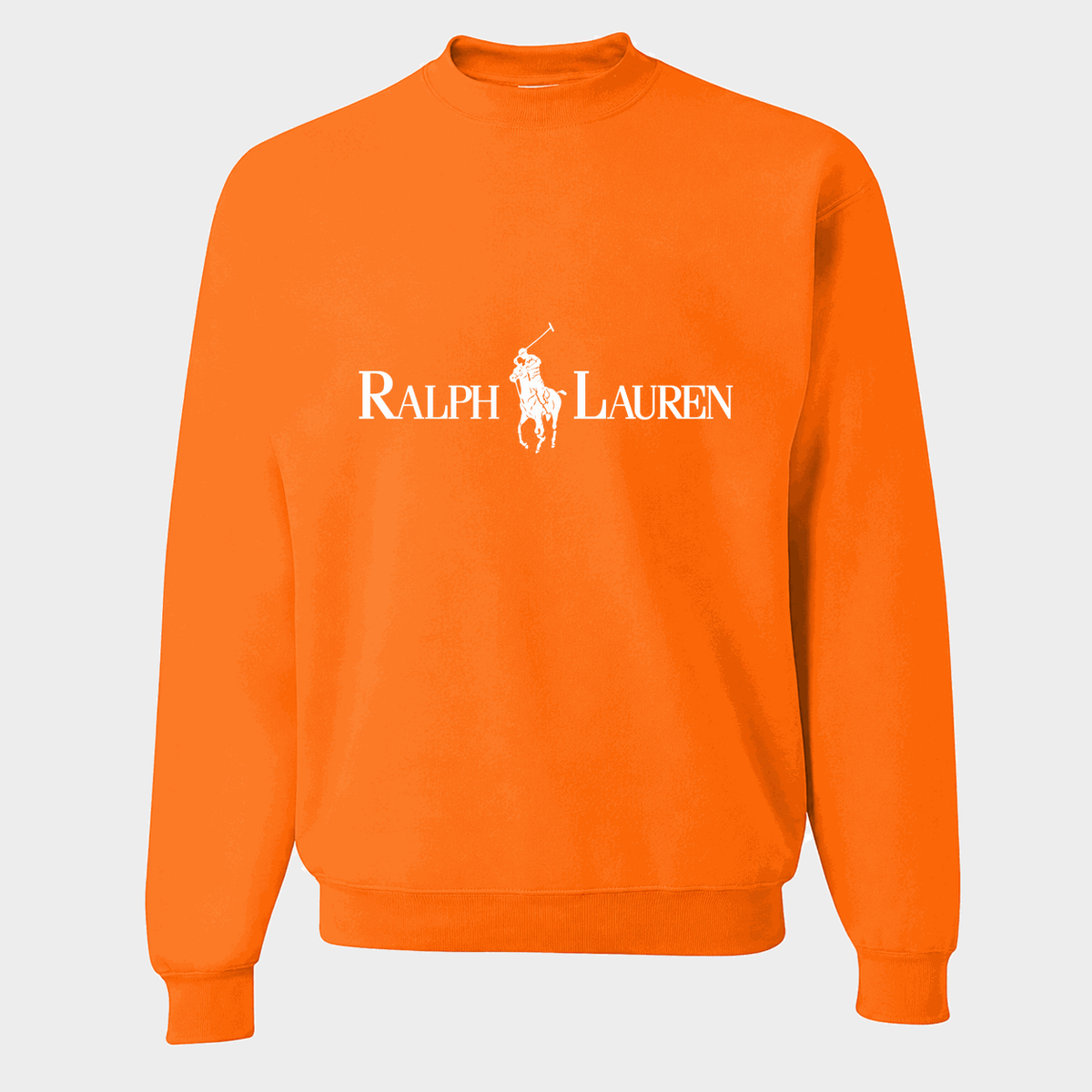 Men's Polo Ralph Lauren White Logo Crewneck Sweatshirt - Orange
