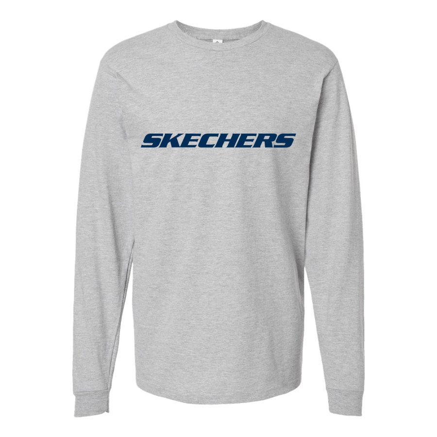 Men's Skechers-Logo-1536x864 Long sleeves Cotton Blend T-Shirt - Gray