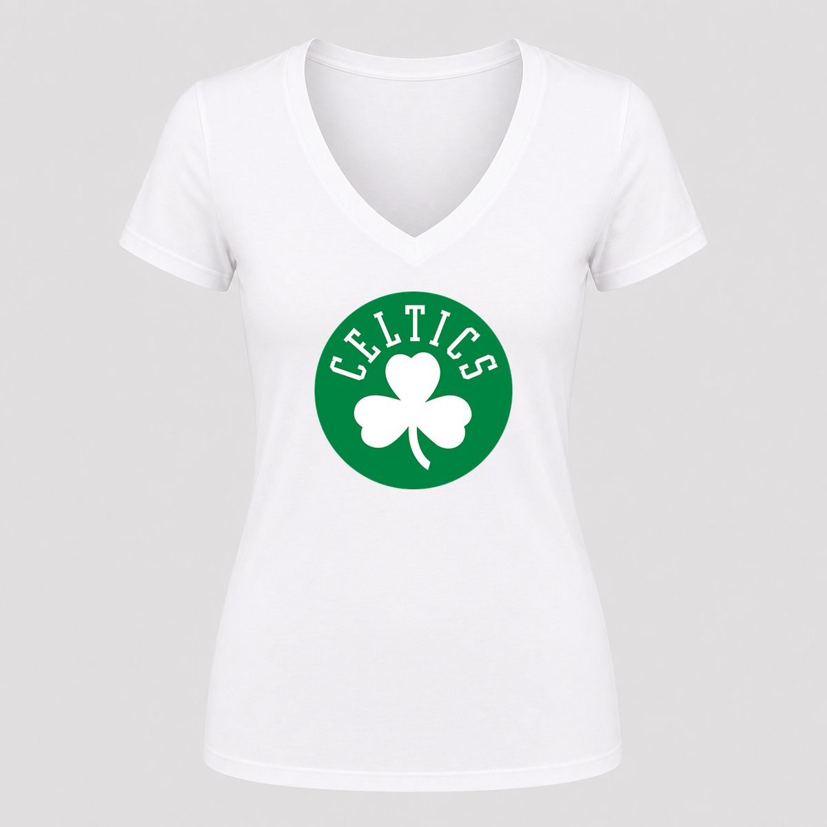 Women's Boston Celtics V Neck T-Shirt in white