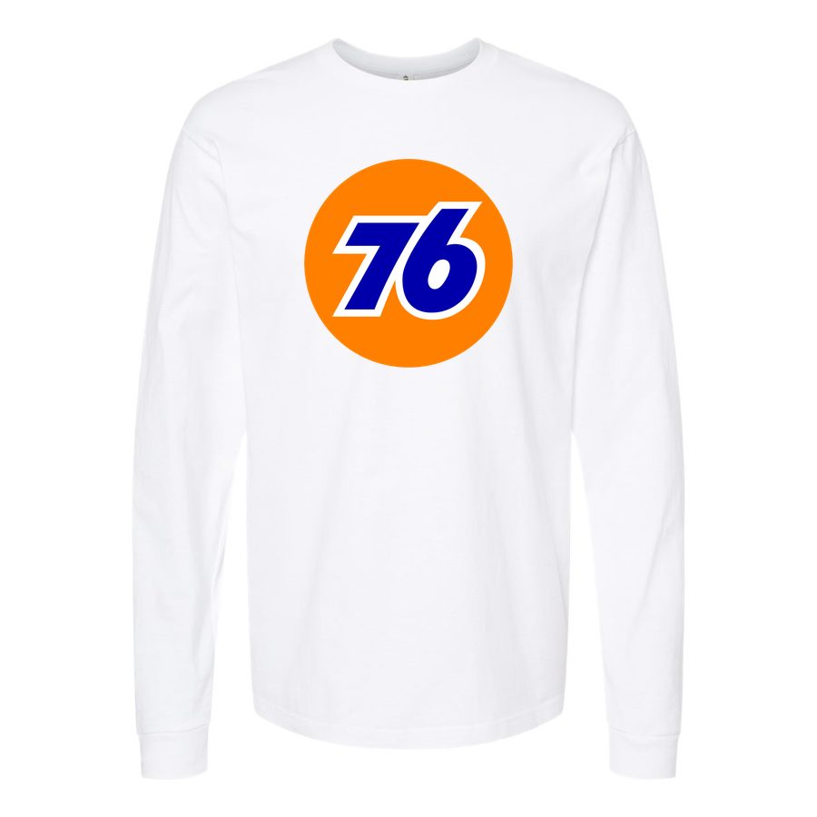 Men's 76-Logo-1536x864 Long sleeves Cotton Blend T-Shirt - White