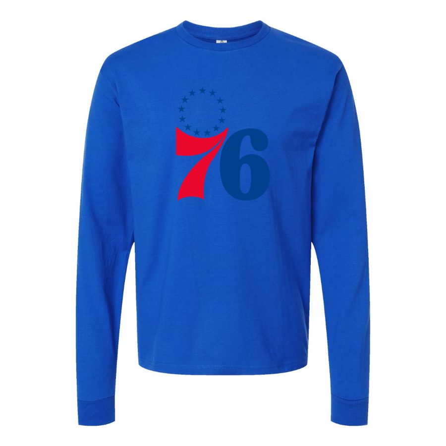 Men's Philadelphia 76ers Long sleeves Cotton Blend T-Shirt - Blue