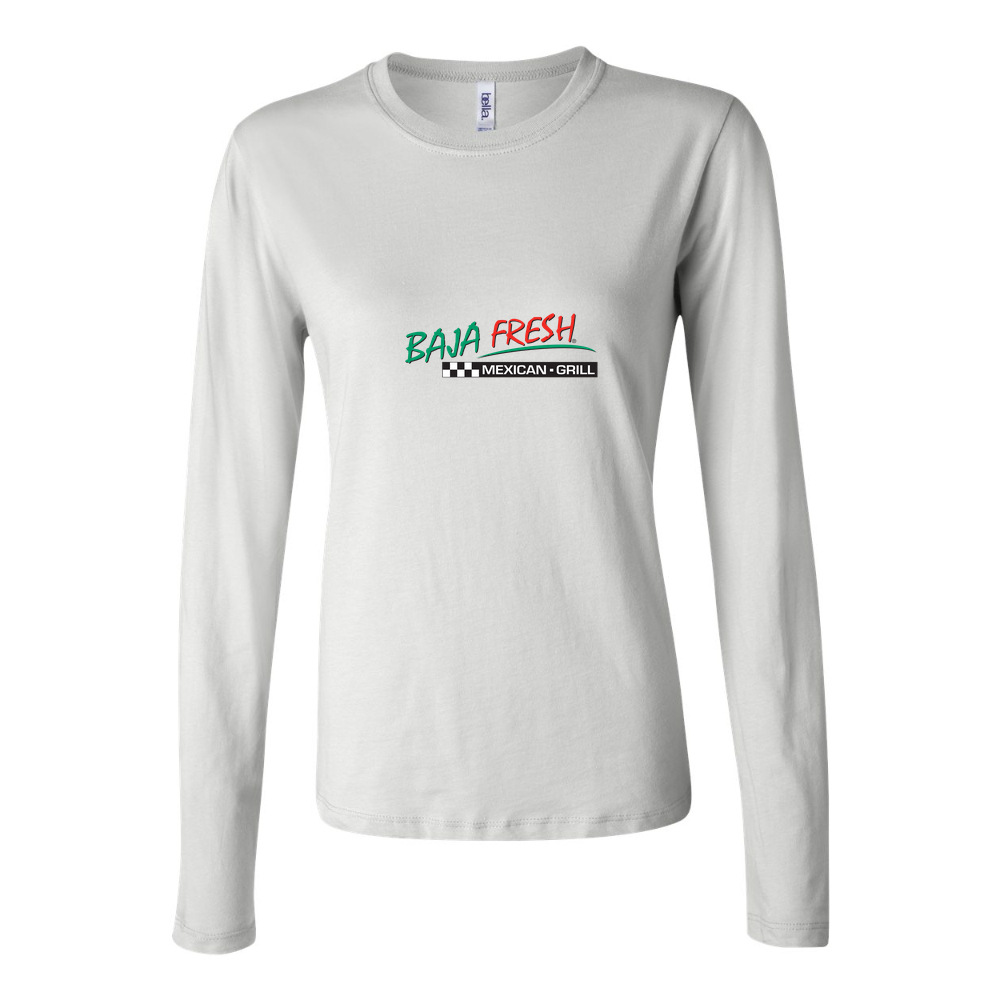 Women's Logo Baja Fresh 1536x864 Long Sleeve T-Shirt - White