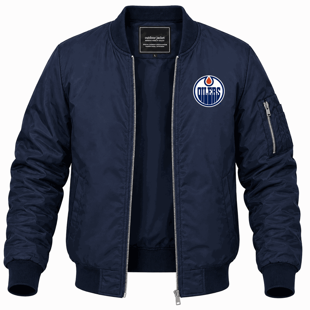 Men's Edmonton Oilers Lightweight Bomber Jacket - Navy