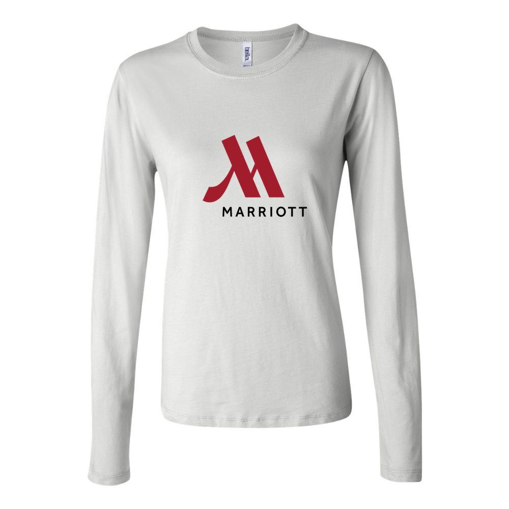 Women's Marriott logo 1536x864 Long Sleeve T-Shirt - White