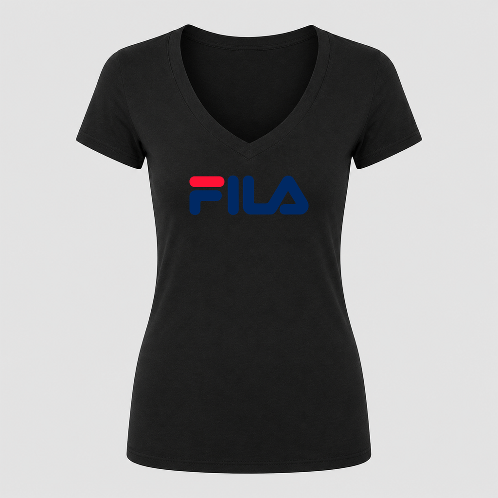 Women's Fila V Neck T-Shirt in black