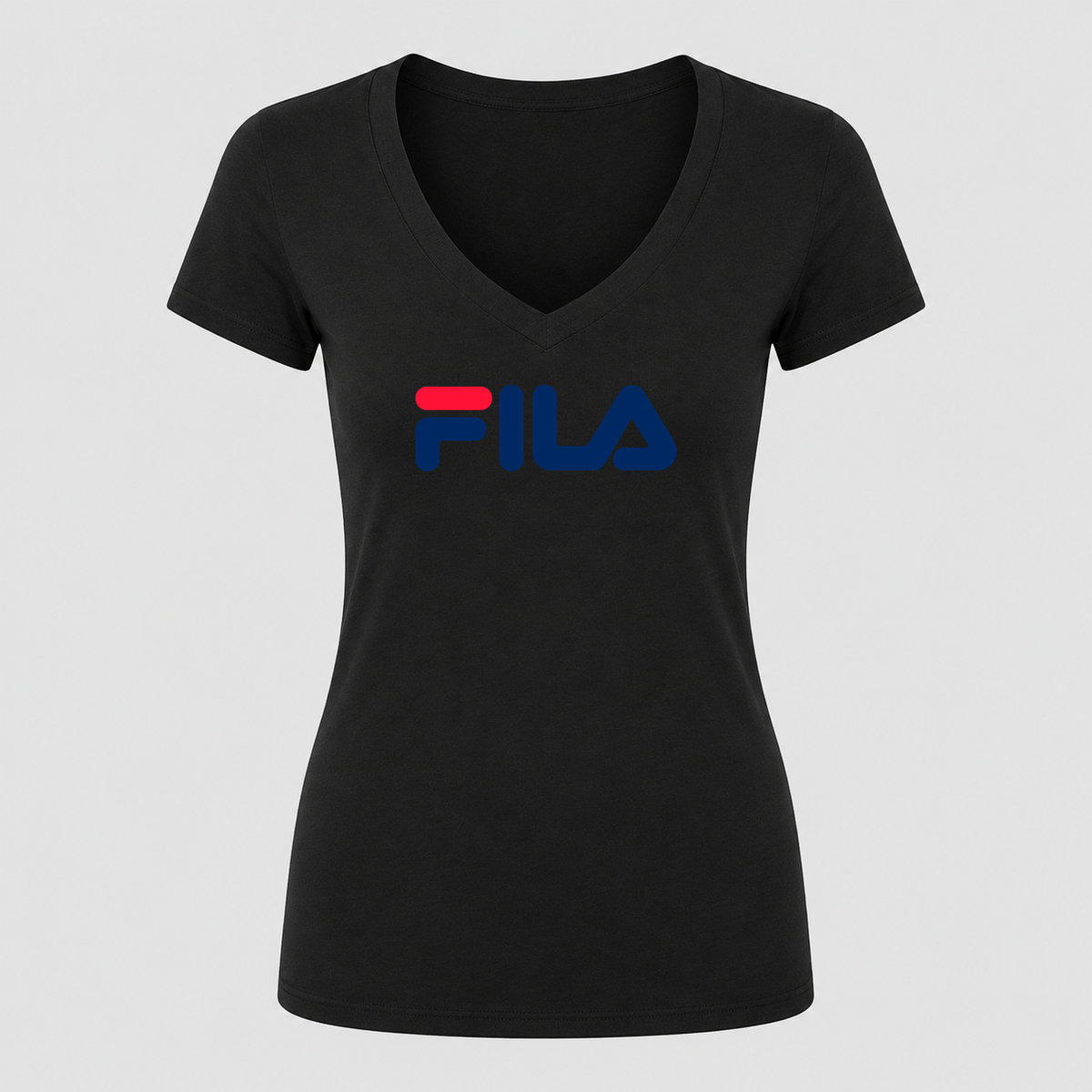 Women's Fila V Neck T-Shirt in black