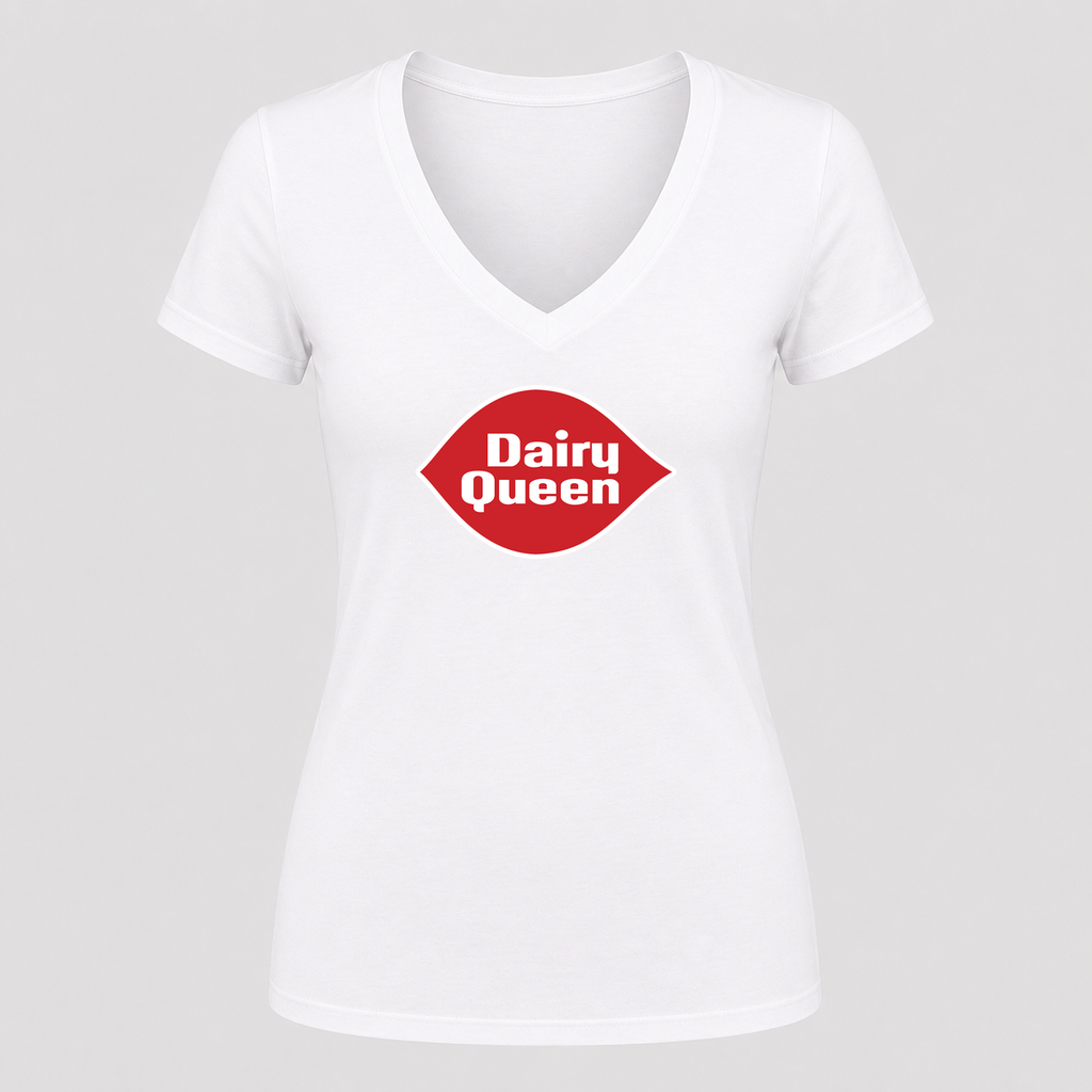 Women's Dairy Queen V Neck T-Shirt in white