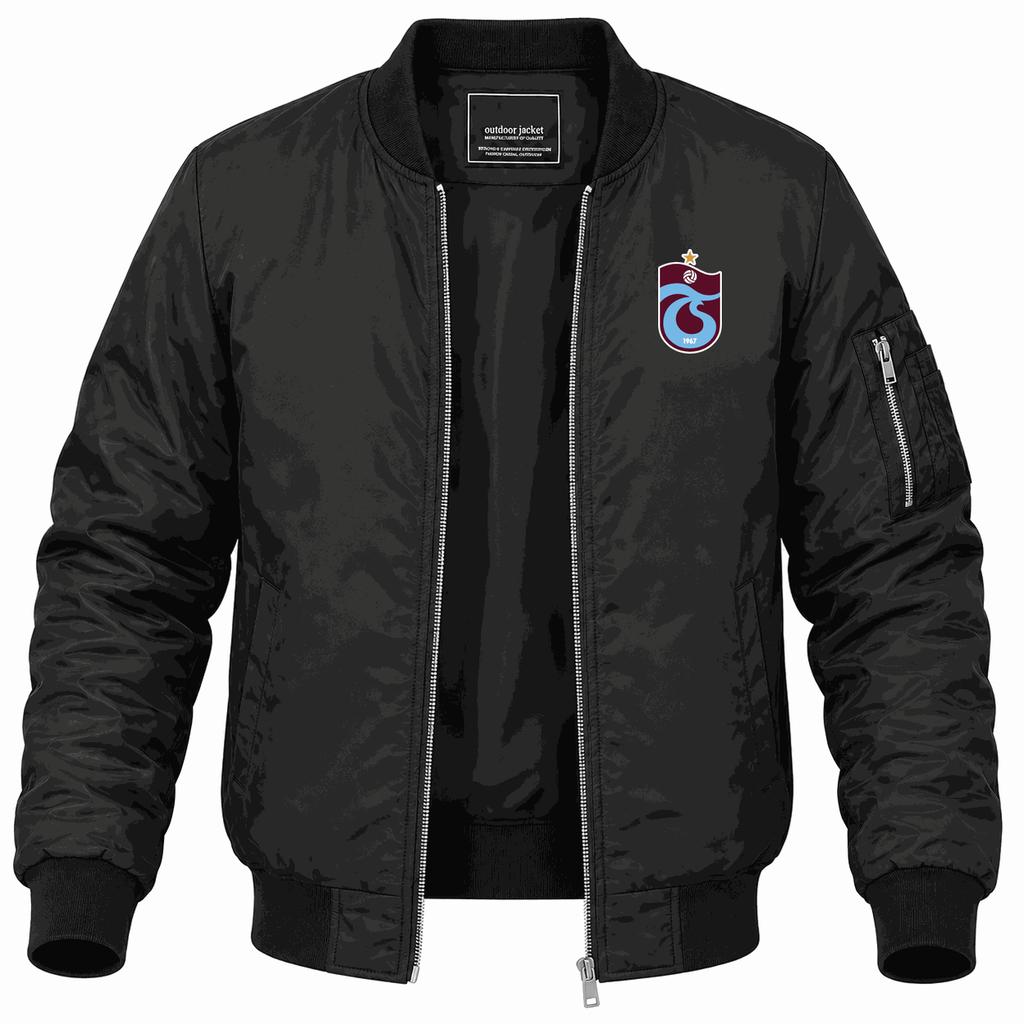 Men's Trabzonspor Soccer Logo Lightweight Bomber Jacket - Black