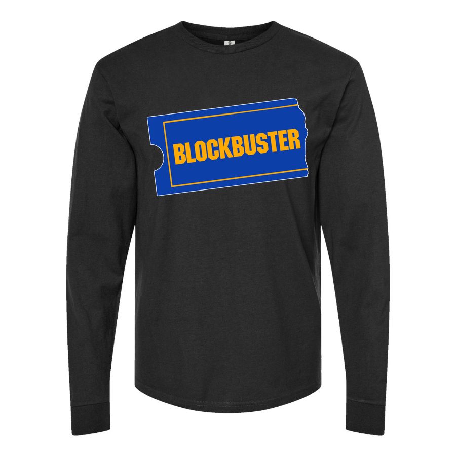 Men's Blockbuster-Logo-768x432 Long sleeves Cotton Blend T-Shirt - Black