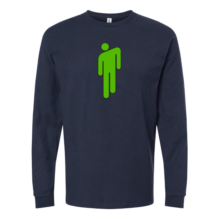 Men's Billie-Eilish-Logo-768x432 Long sleeves Cotton Blend T-Shirt - Navy