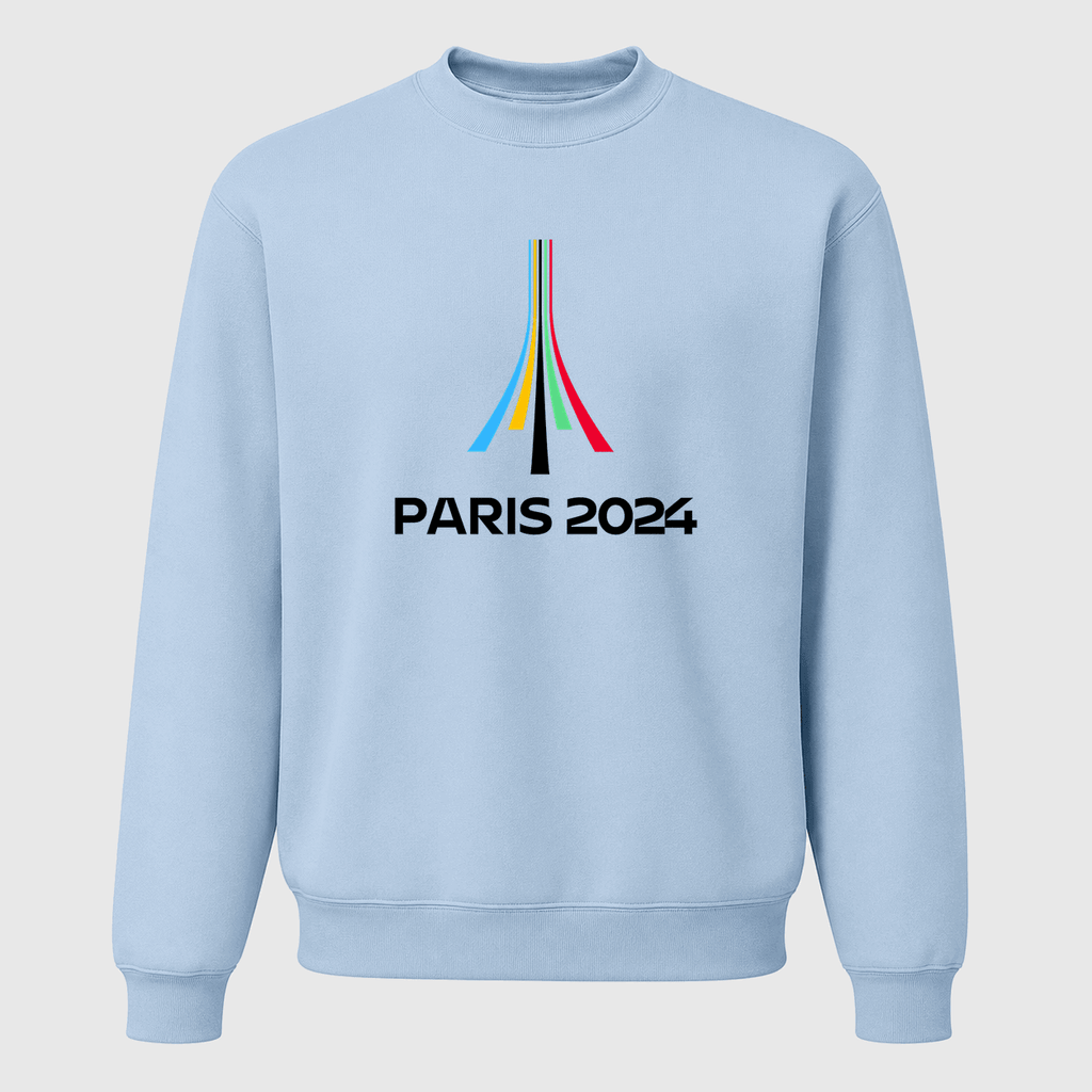 Men's Paris 2024 Olympics Black Logo Crewneck Sweatshirt - Sky Blue