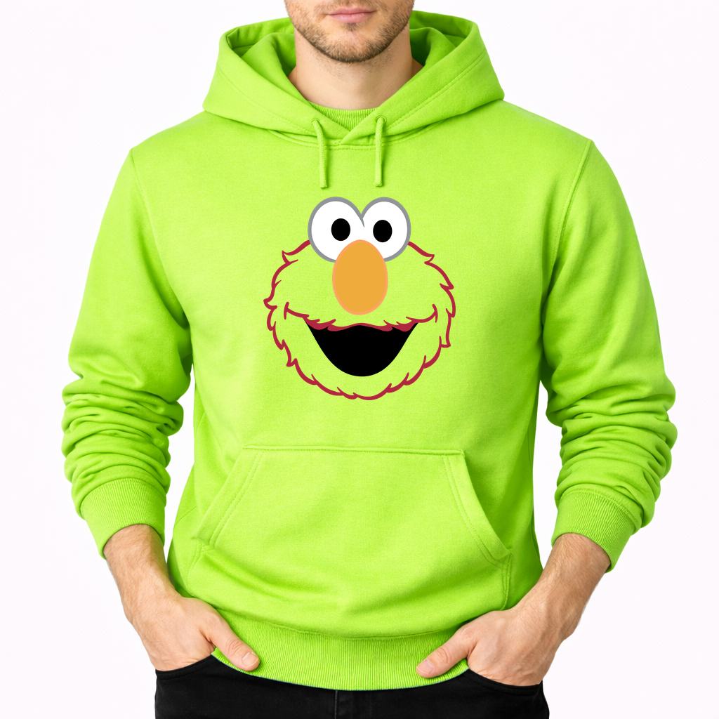 Men's Elmo Face Pullover Hoodie - Lime green