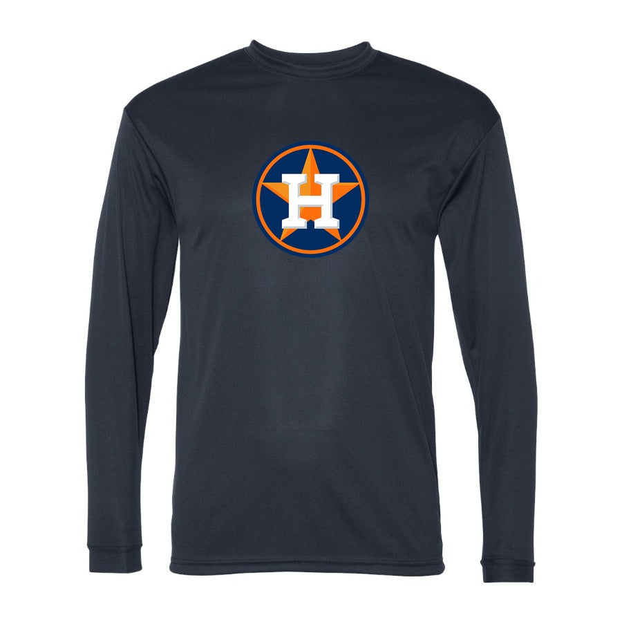 Men's Houston Astros Polyester Long Sleeve T-Shirt - Navy