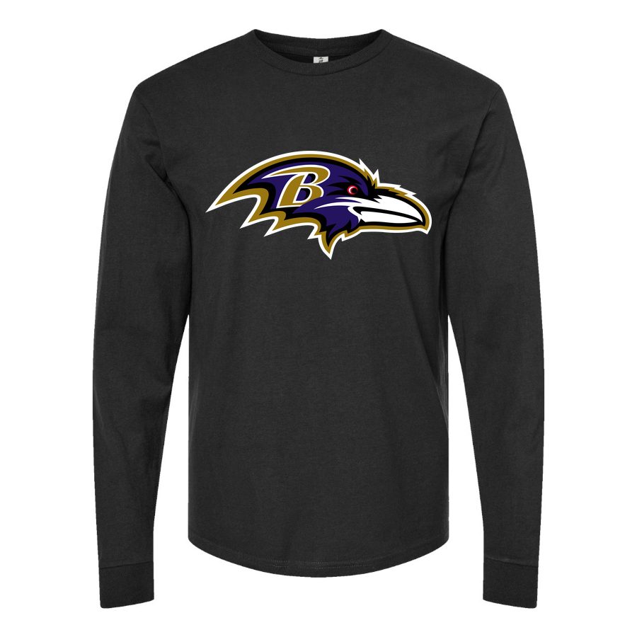 Men's Baltimore Ravens Long sleeves Cotton Blend T-Shirt - Black