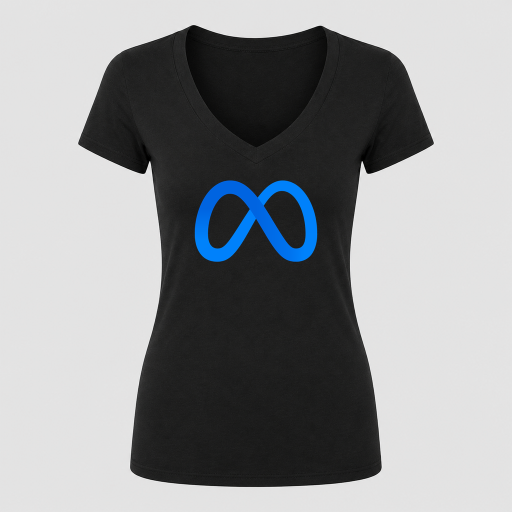 Women's Meta V Neck T-Shirt in black