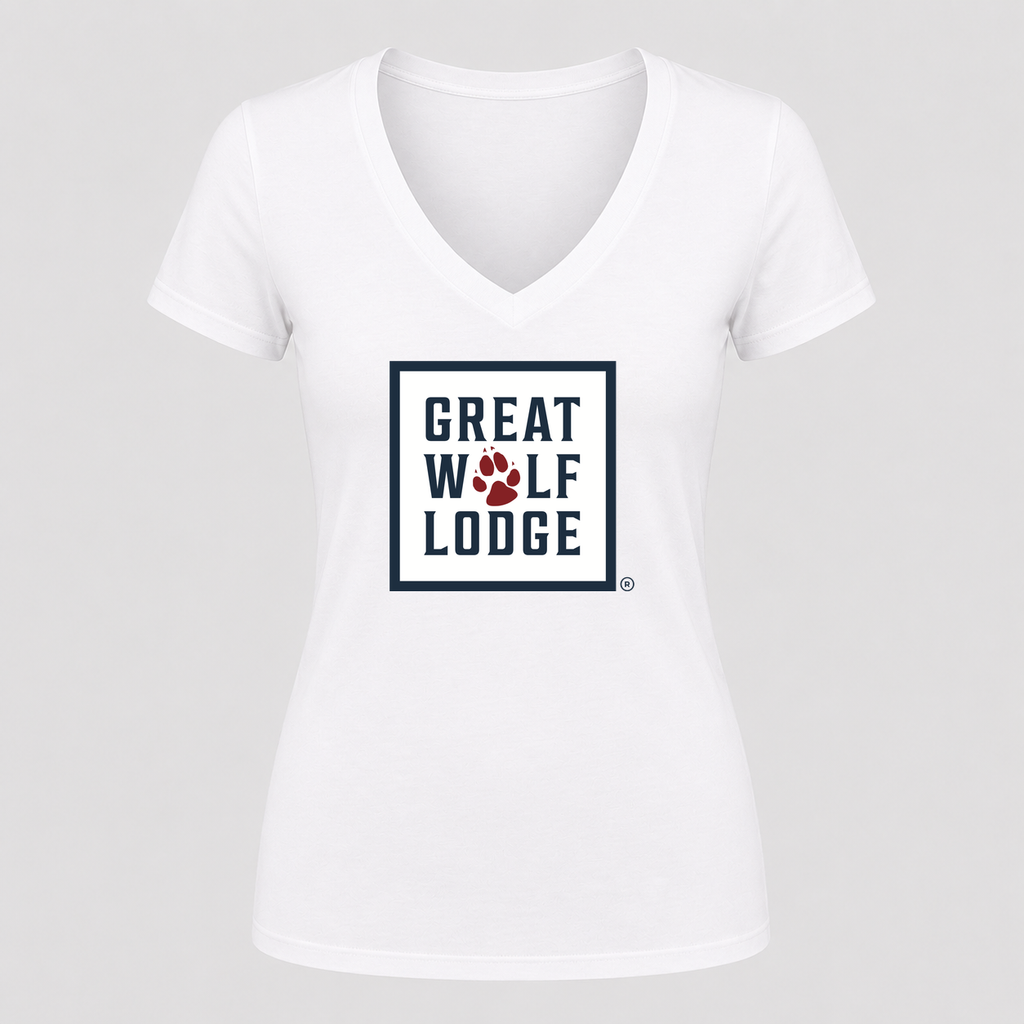 Women's Great Wolf Lodge V Neck T-Shirt in white