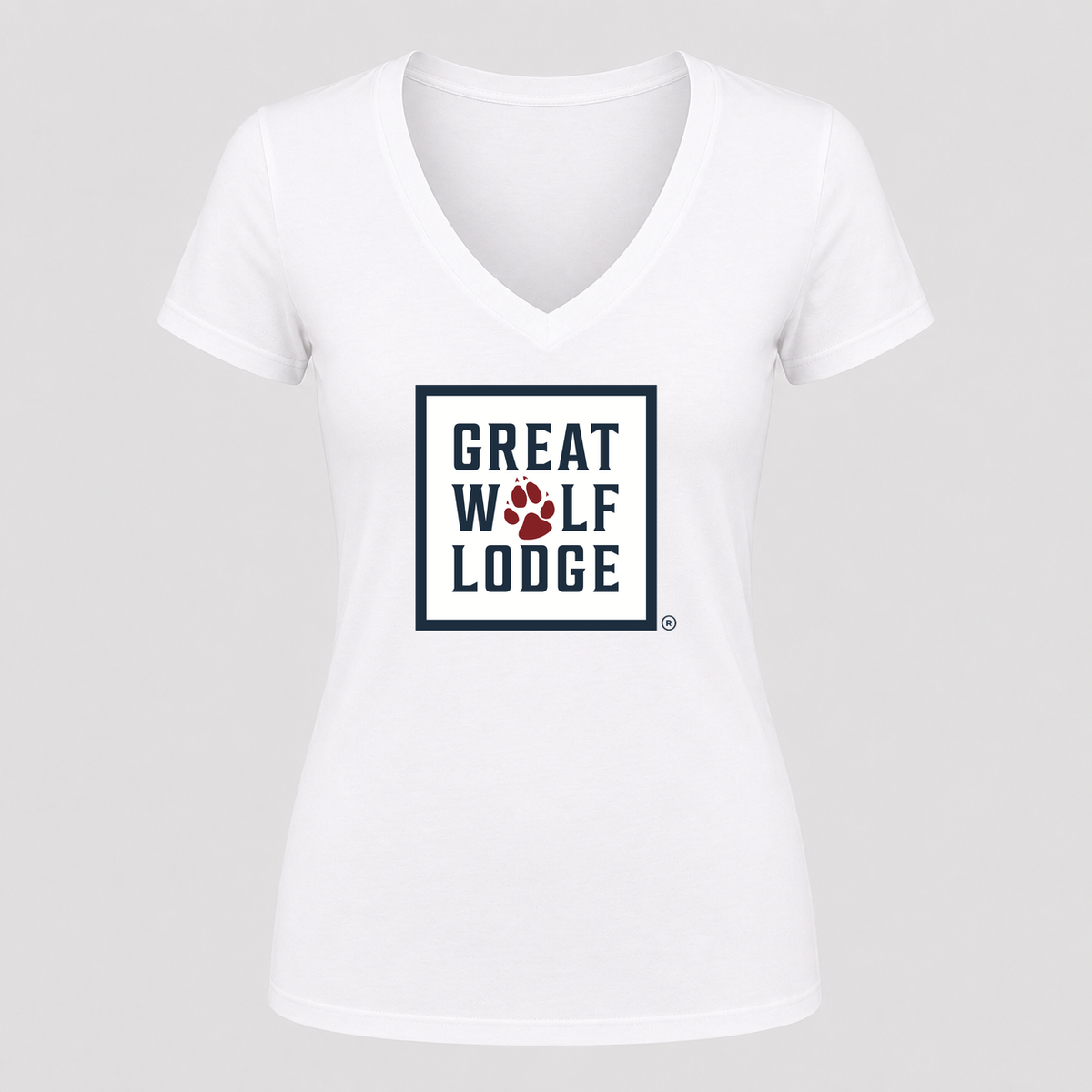 Women's Great Wolf Lodge V Neck T-Shirt in white