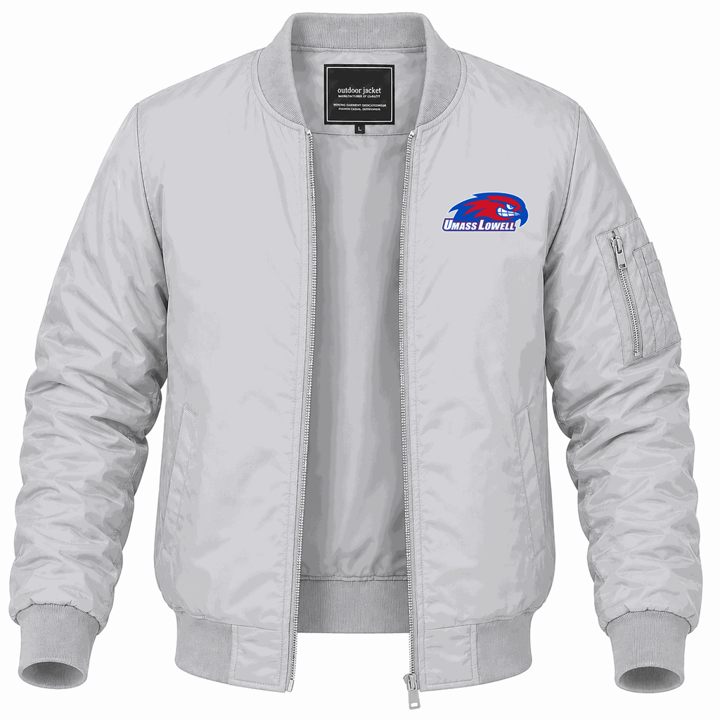 Men's UMass Lowell River Hawks Logo Lightweight Bomber Jacket - Gray
