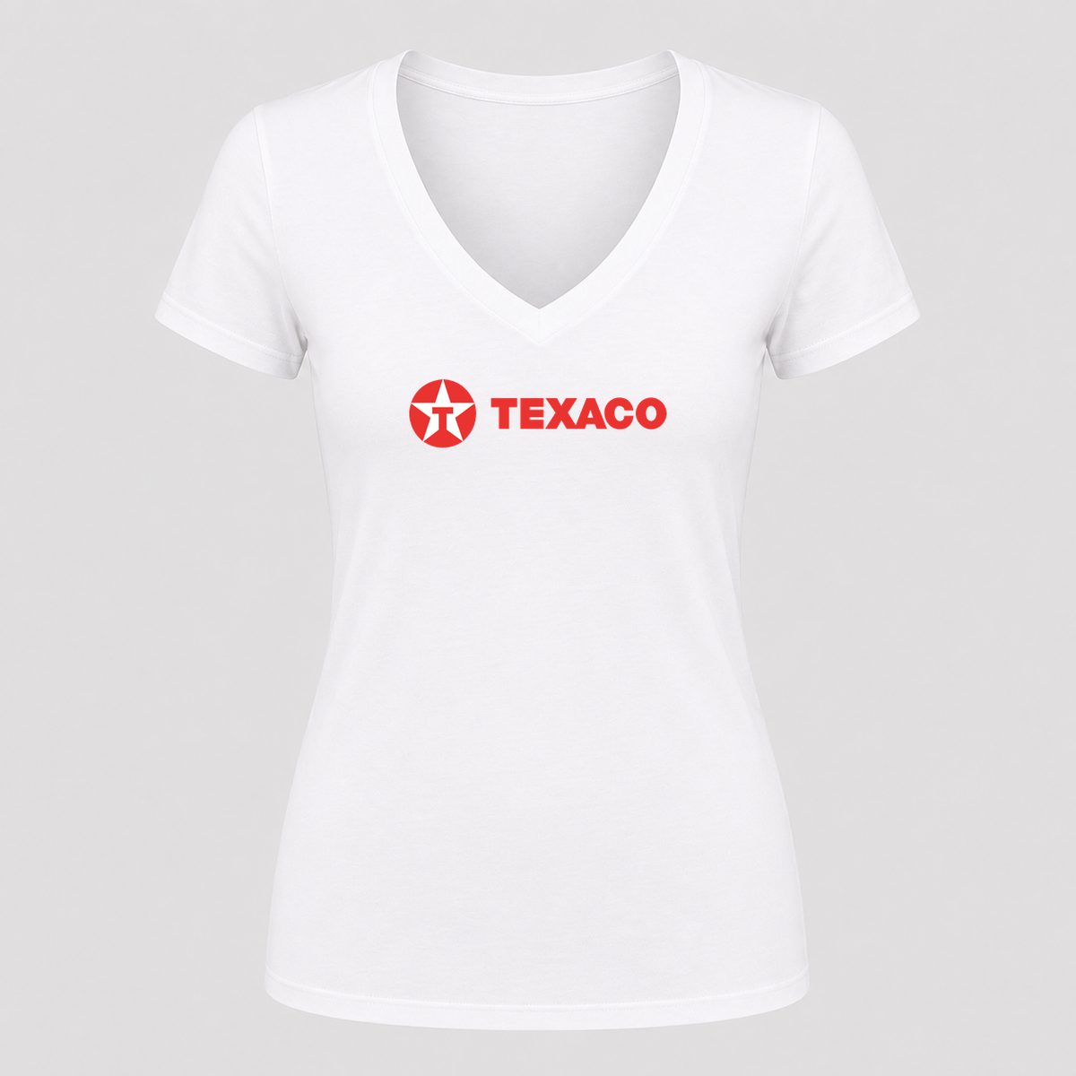 Women's Texaco V Neck T-Shirt in white