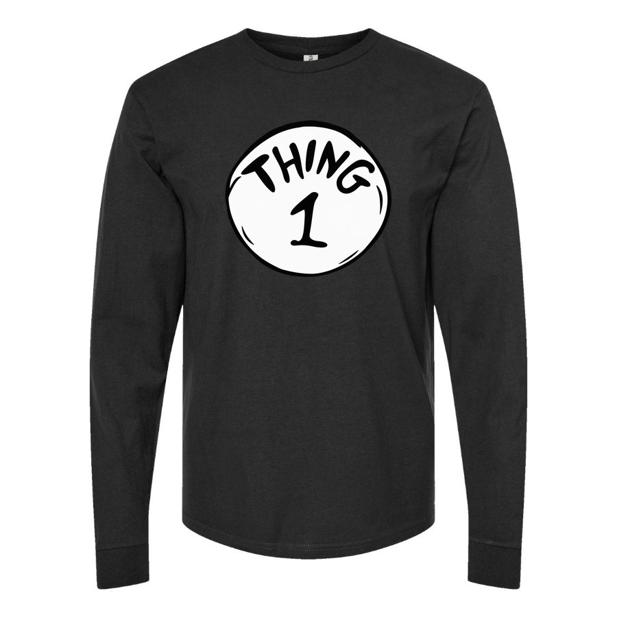 Men's Dr. Seuss Thing 1 Logo Long sleeves Cotton Blend T-Shirt - Black