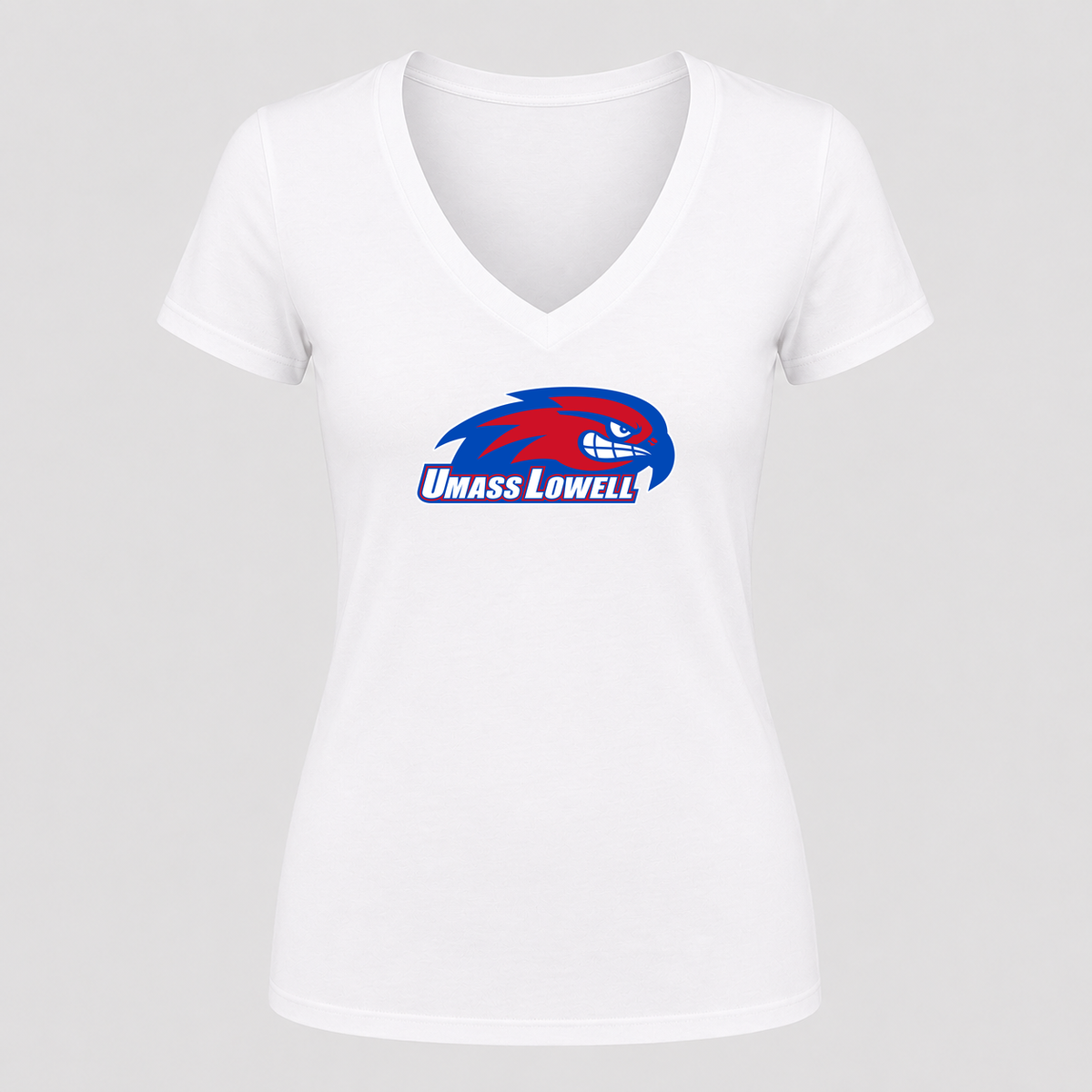 Women's UMass Lowell River Hawks V Neck T-Shirt in white