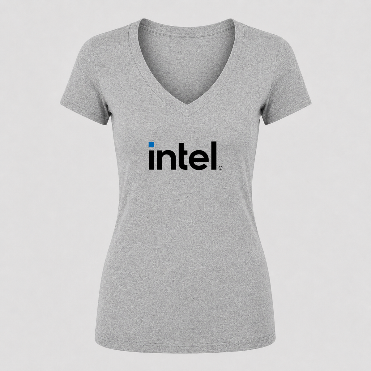 Women's Intel V Neck T-Shirt in gray