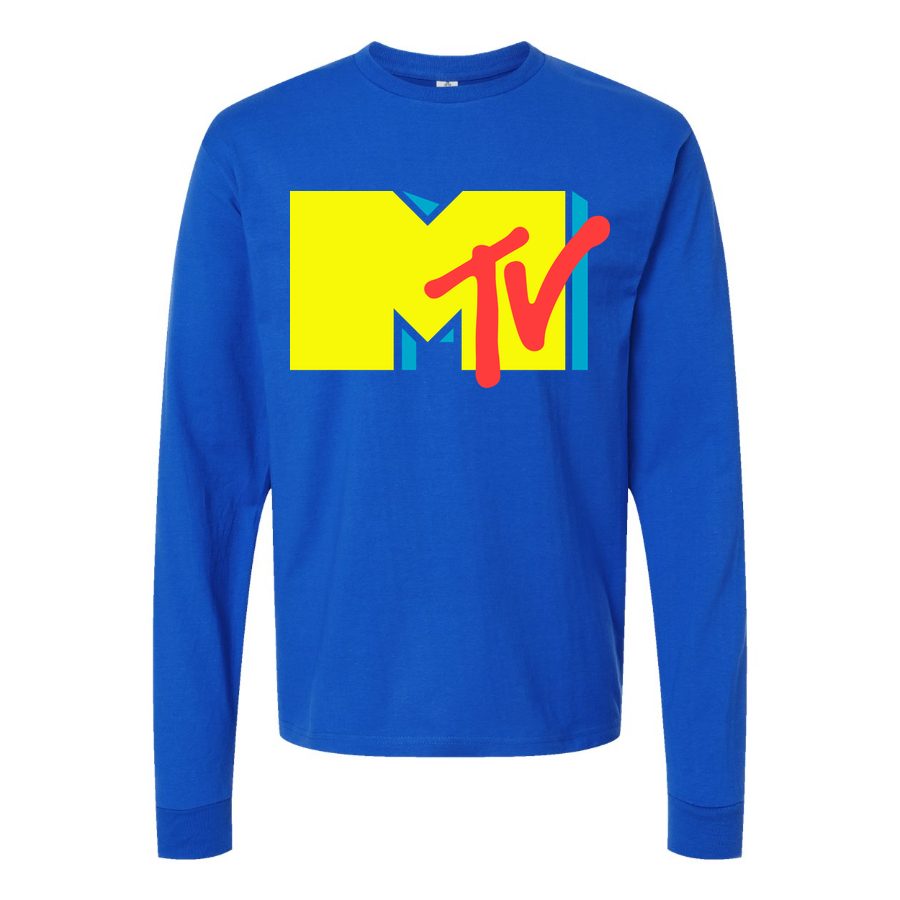 Men's mtv-logo Long sleeves Cotton Blend T-Shirt - Blue