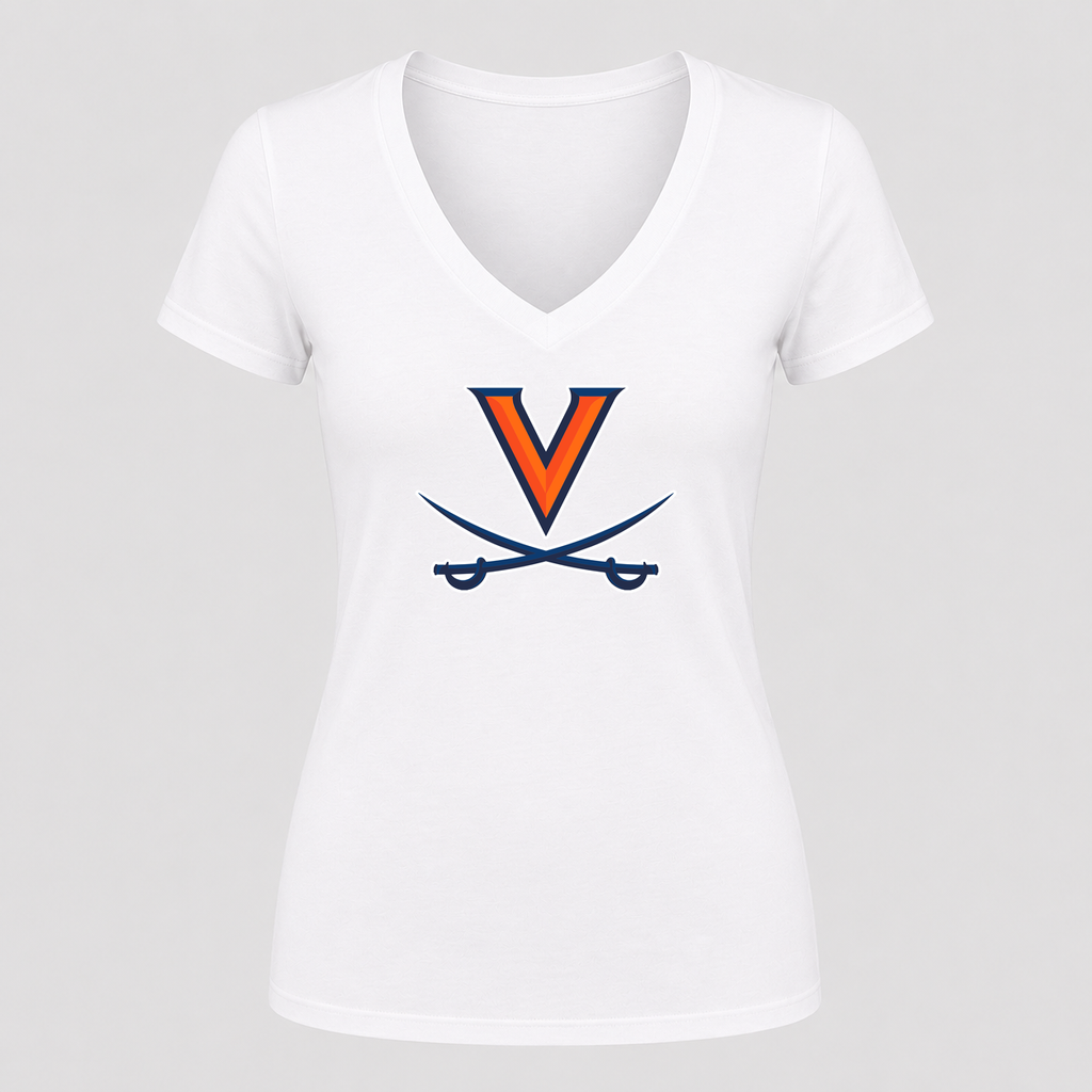Women's Virginia Cavaliers V Neck T-Shirt in white