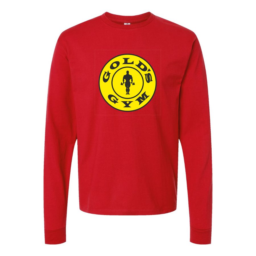 Men's Gold s Gym logo Long sleeves Cotton Blend T-Shirt - Red