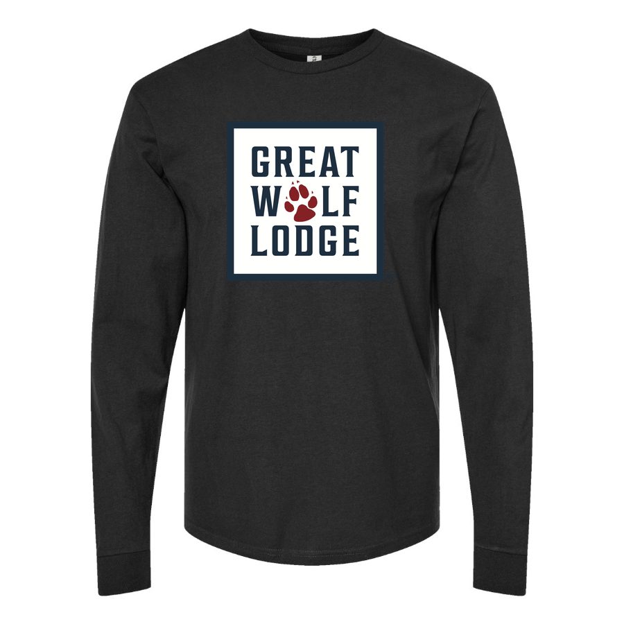 Men's Great-Wolf-Lodge-logo-1536x864 Long sleeves Cotton Blend T-Shirt - Black