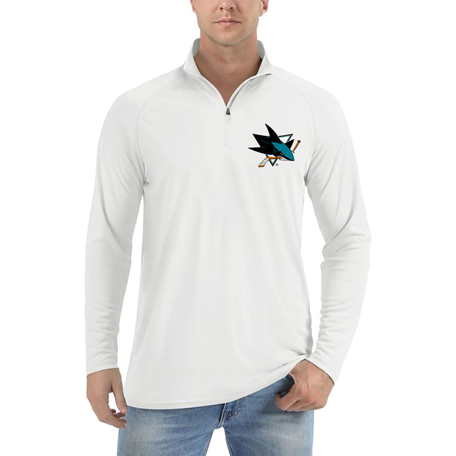 San Jose Sharks quarter-zip athletic shirt in White