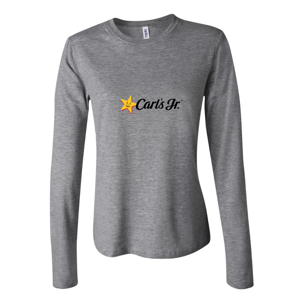 Women's Logo Carls Jr. 1536x864 Long Sleeve T-Shirt - Gray