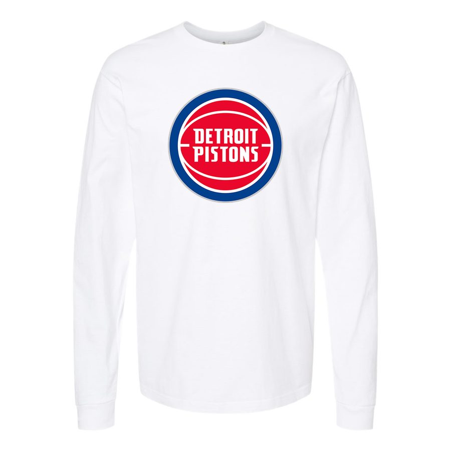 Men's Detroit Pistons Long sleeves Cotton Blend T-Shirt - White