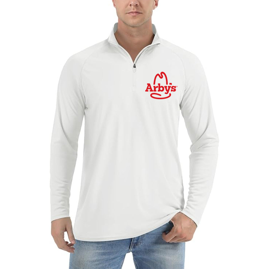 Logo Arbys quarter-zip athletic shirt in White