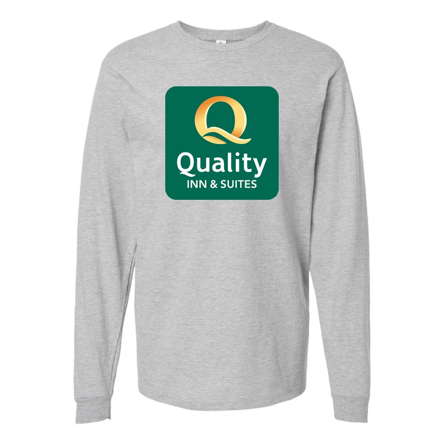 Men's Quality Inn & Suites Long sleeves Cotton Blend T-Shirt - Gray