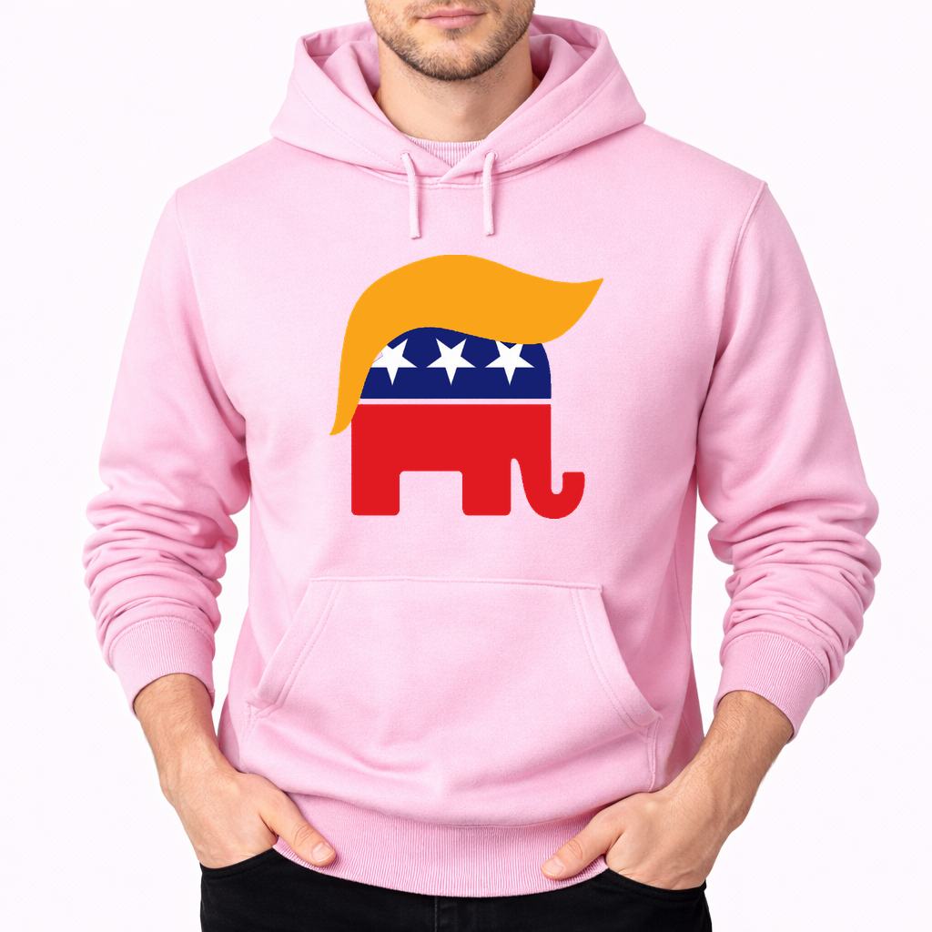 Men's Donald Trump GOP Elephant Pullover Hoodie - Pink