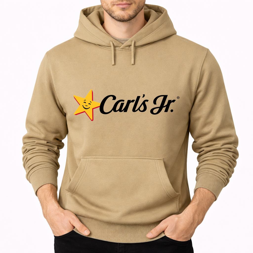 Men's Carl's Jr. Pullover Hoodie - Tan