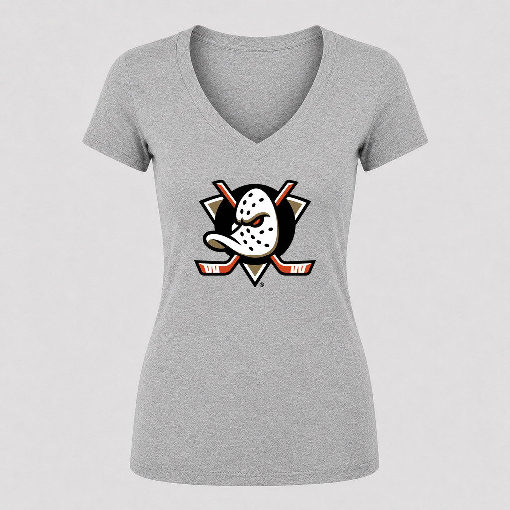 Women's Anaheim Ducks V Neck T-Shirt in gray