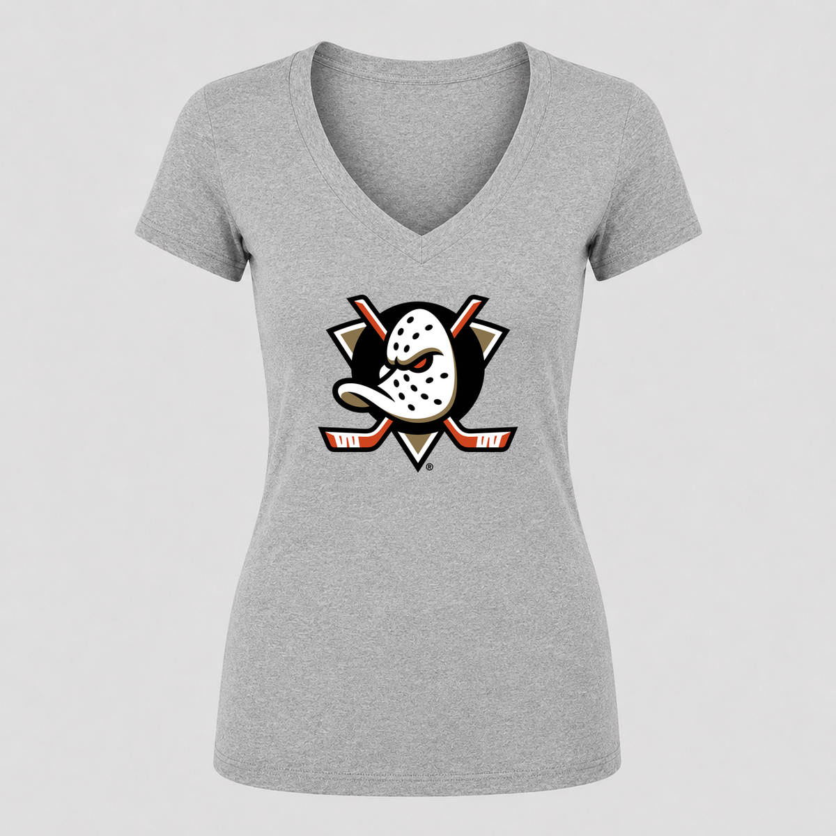 Women's Anaheim Ducks V Neck T-Shirt in gray