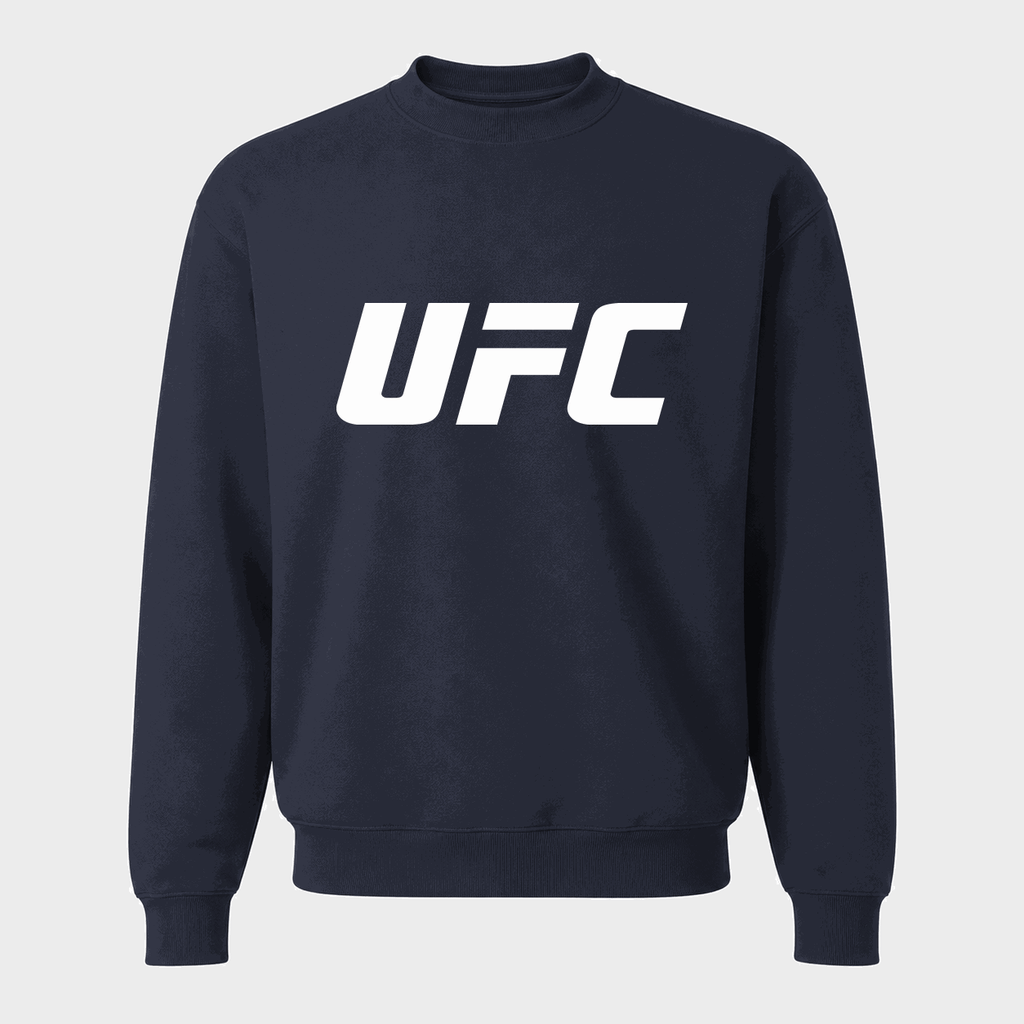 Men's UFC White Logo Crewneck Sweatshirt - Navy
