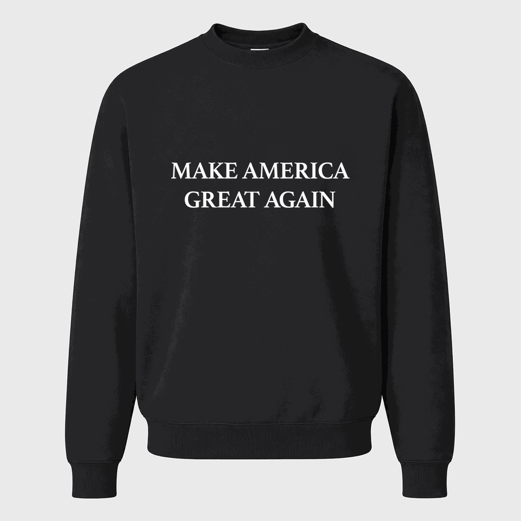 Men's Make America Great Again White Logo Crewneck Sweatshirt - Black